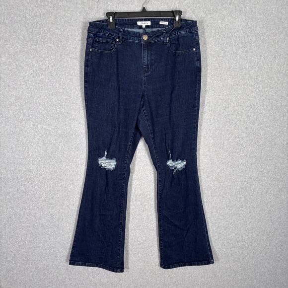 A Beautiful Soul Jeans 14 Flare Bell Bottom Knee Holes Stretch Boho Western 70s - Picture 1 of 10